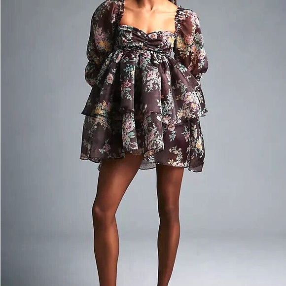 Selkie Dresses & Skirts - Selkie Dark Floral Long Sleeve Dress